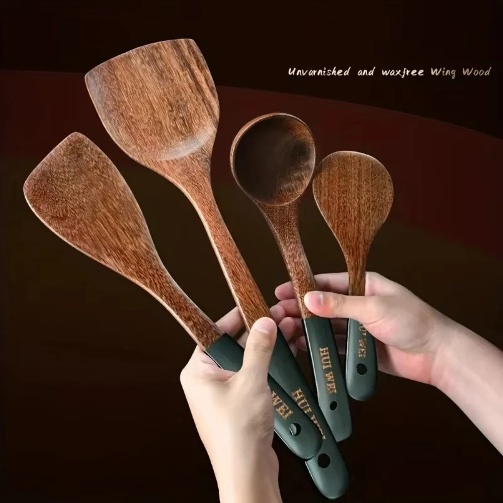 Natural Wooden Spatula Set, Non Stick Pan Special Wooden Spatula, Heat-Resistant Wooden Spatula, Wooden Spoon And Other Cooking