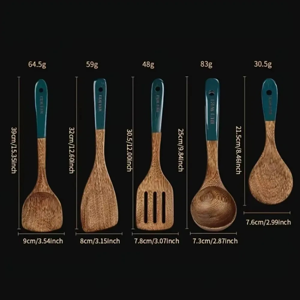 Natural Wooden Spatula Set, Non Stick Pan Special Wooden Spatula, Heat-Resistant Wooden Spatula, Wooden Spoon And Other Cooking