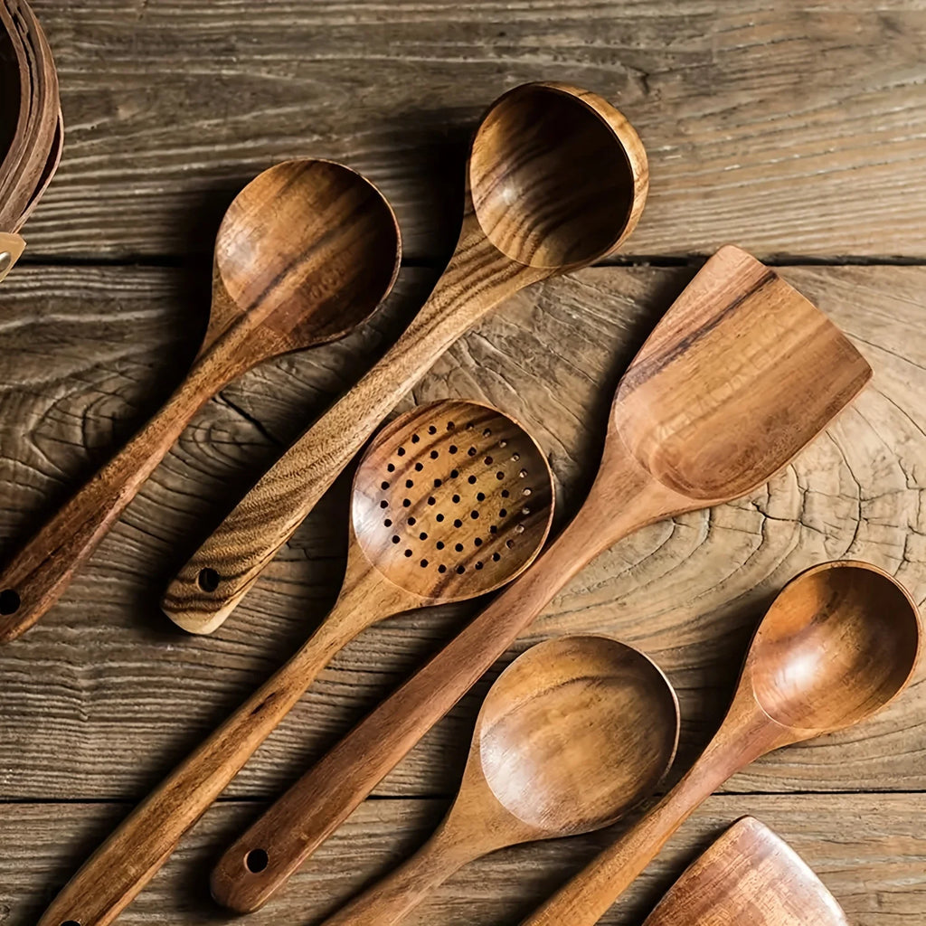 Teak Wood Cooking Utensil Set (5 Pieces)