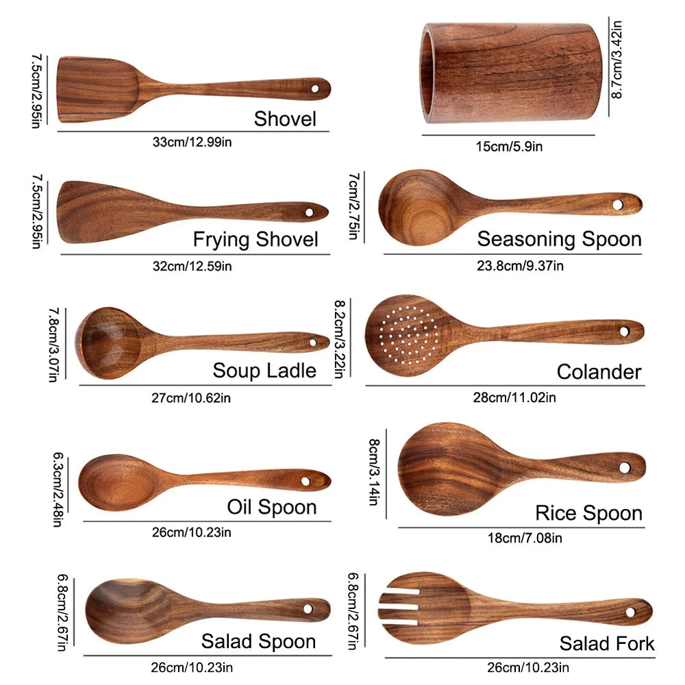 Teak Wood Kitchen Utensil Set