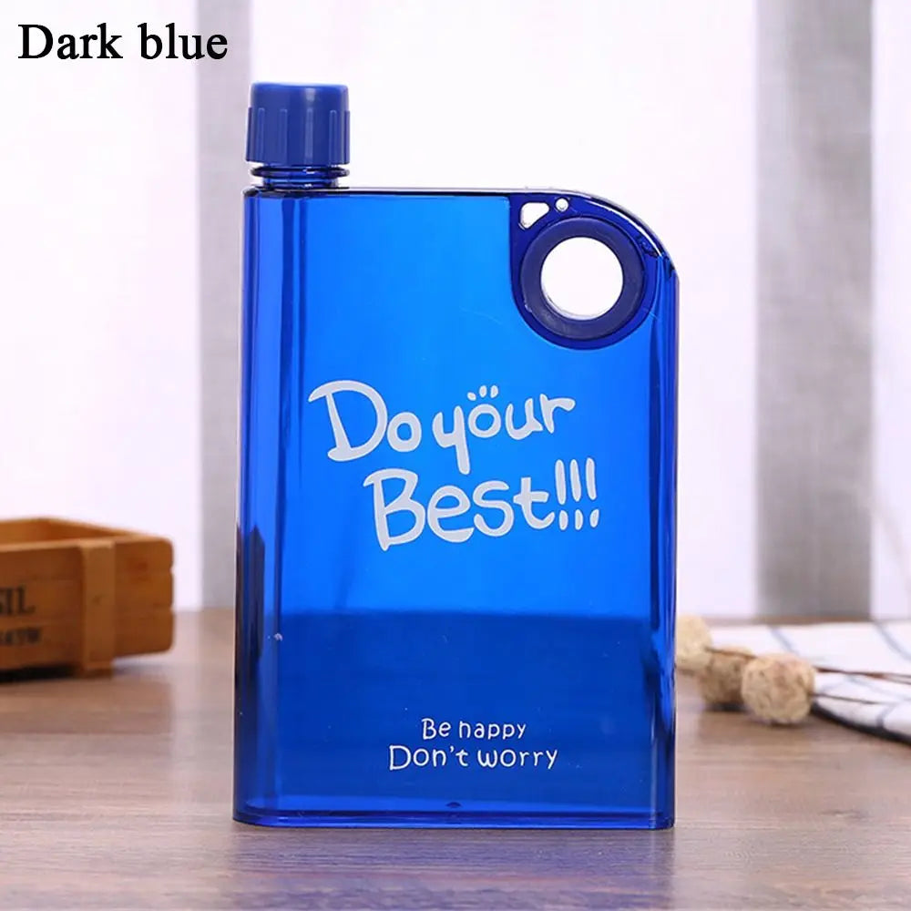 380ml Transparent Flat Water Bottle Plastic Travel Bicycle Drinking Juice Cup Reusable Portable Bottle BPA-free Sports Kettle