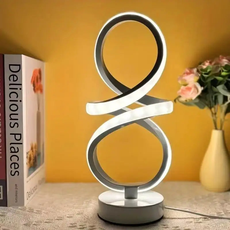 Modern 3 Colors Dimmable Desk Lamp Creative Spiral LED Night Light for Living Room Office Bedroom Bedside Ambient Table Lighting