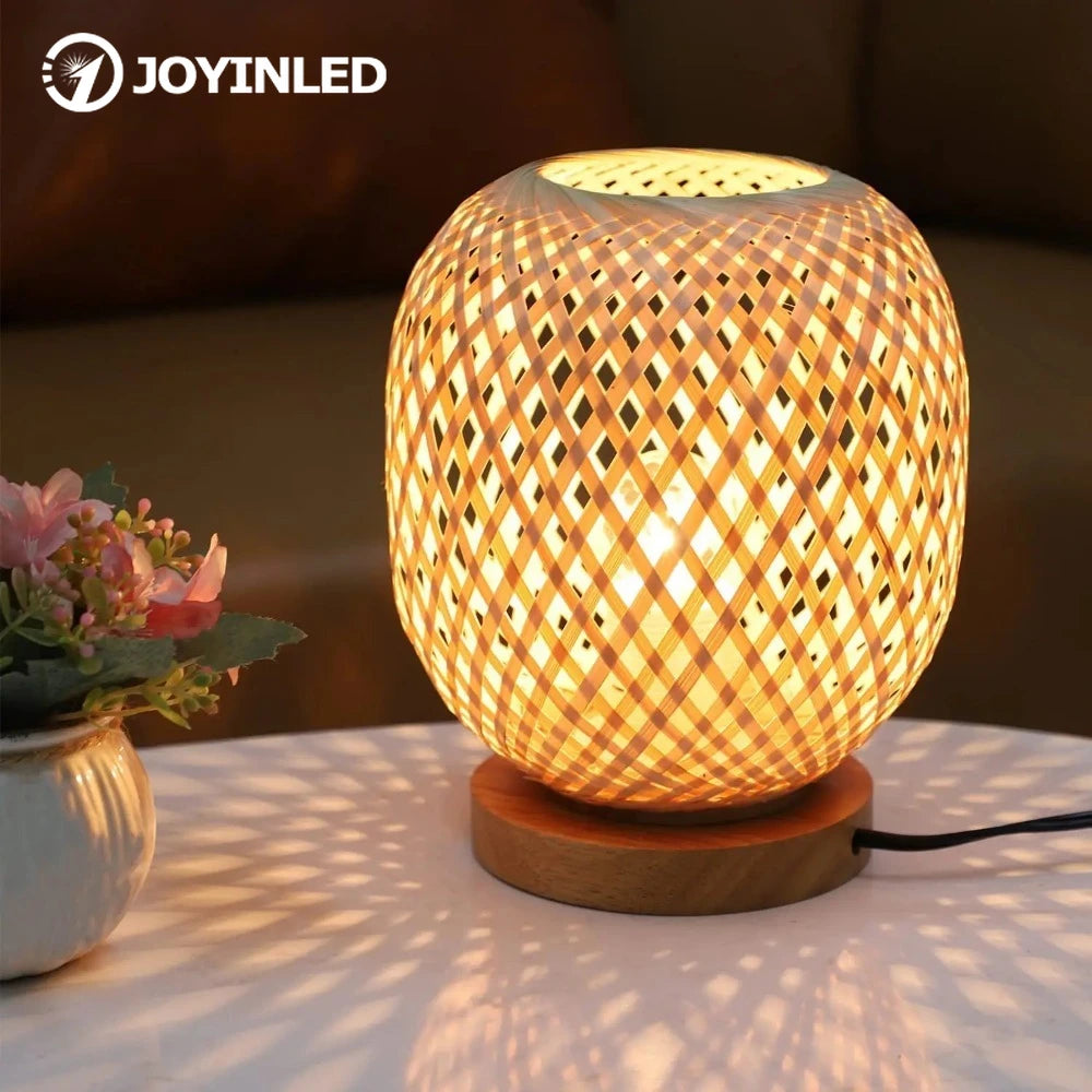 Bohemian Bamboo & Rattan Table Lamp