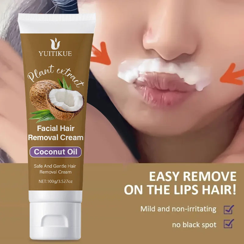 100g coconut oil hair removal balm is gentle and non-irritating, suitable for armpits, lips, arms, legs and intimate areas, with