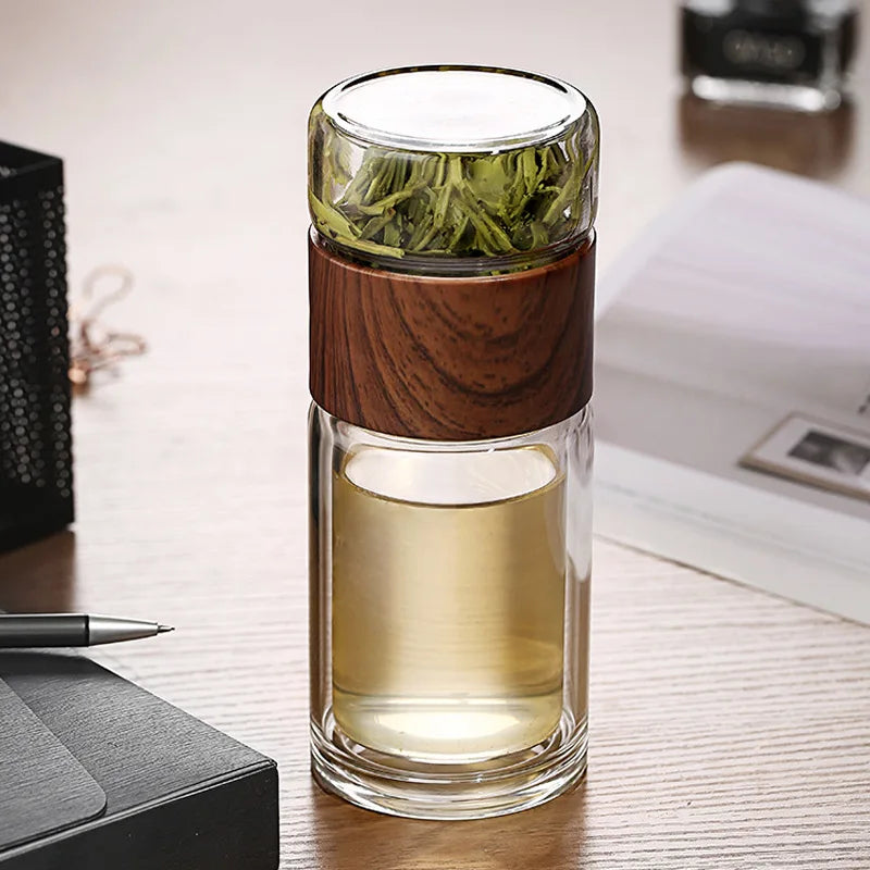 Double Glass Tea Infuser Bottle