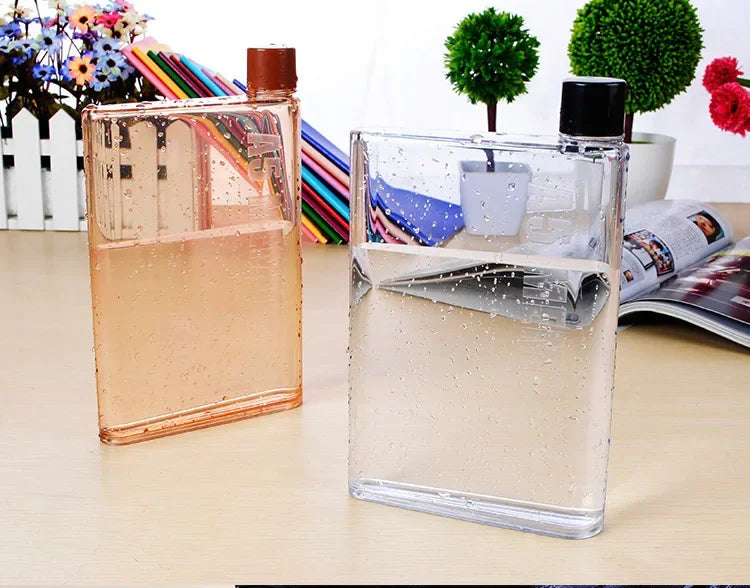 350ml/420ml Originality Notebook Type Water Bottle Flat Paper Kettle BPA-free Hydro Flask Transparent Plastic Water Bottle