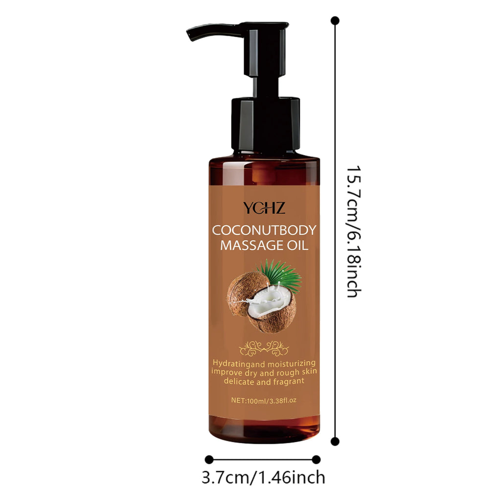 Coconut Moisturizing Massage Oil - Hydrating and Moisturizing, Long-Lasting Fragrance, Fragrance-Free, Suitable for Face, Body, Hair, and Diffusers/Humidifiers - 100ml