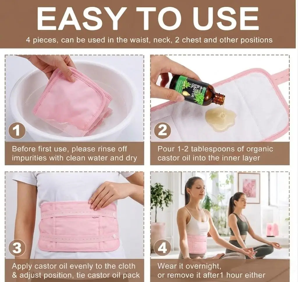 Reusable Organic Castor Oil Pack Kit