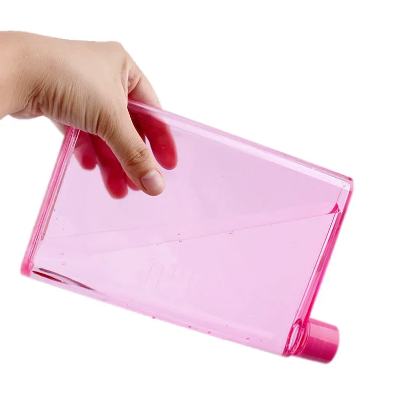 350ml/420ml Originality Notebook Type Water Bottle Flat Paper Kettle BPA-free Hydro Flask Transparent Plastic Water Bottle