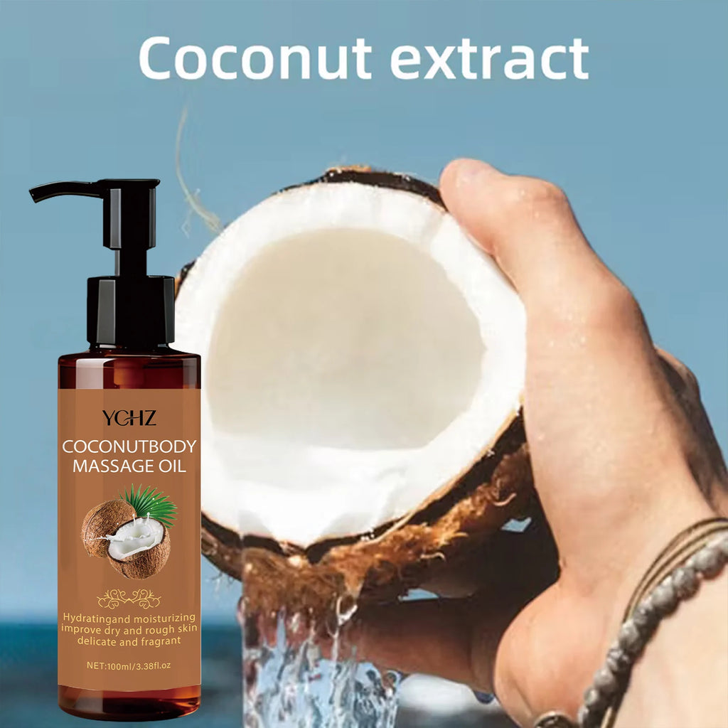 Coconut Moisturizing Massage Oil - Hydrating and Moisturizing, Long-Lasting Fragrance, Fragrance-Free, Suitable for Face, Body, Hair, and Diffusers/Humidifiers - 100ml