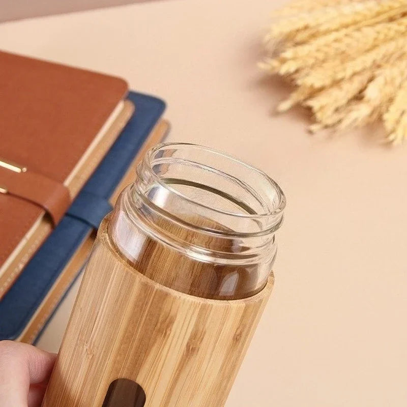 Borosilicate Glass Water Bottle with Bamboo Sleeve