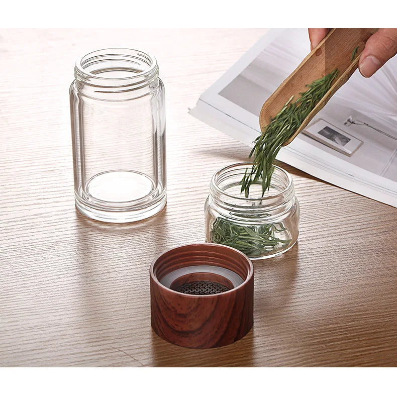 Double Glass Tea Infuser Bottle