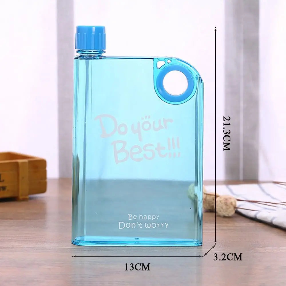 380ml Transparent Flat Water Bottle Plastic Travel Bicycle Drinking Juice Cup Reusable Portable Bottle BPA-free Sports Kettle