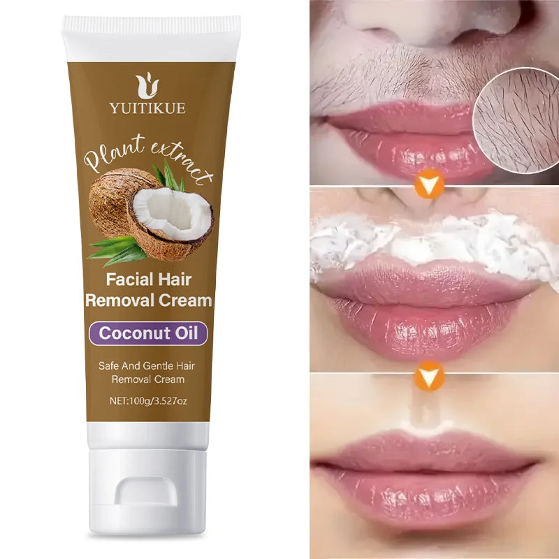 100g coconut oil hair removal balm is gentle and non-irritating, suitable for armpits, lips, arms, legs and intimate areas, with