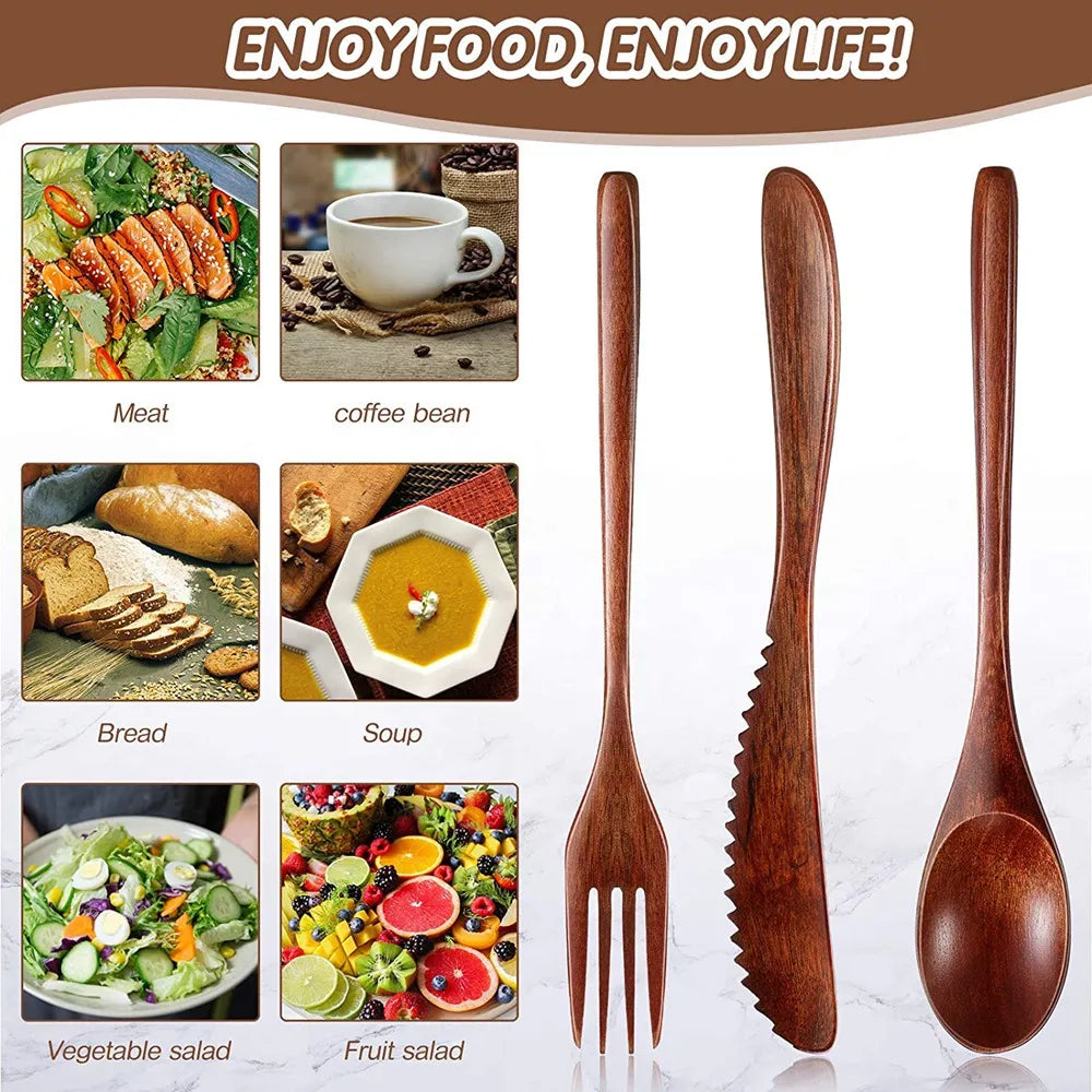 Wooden Cutlery Set (24 Pieces)