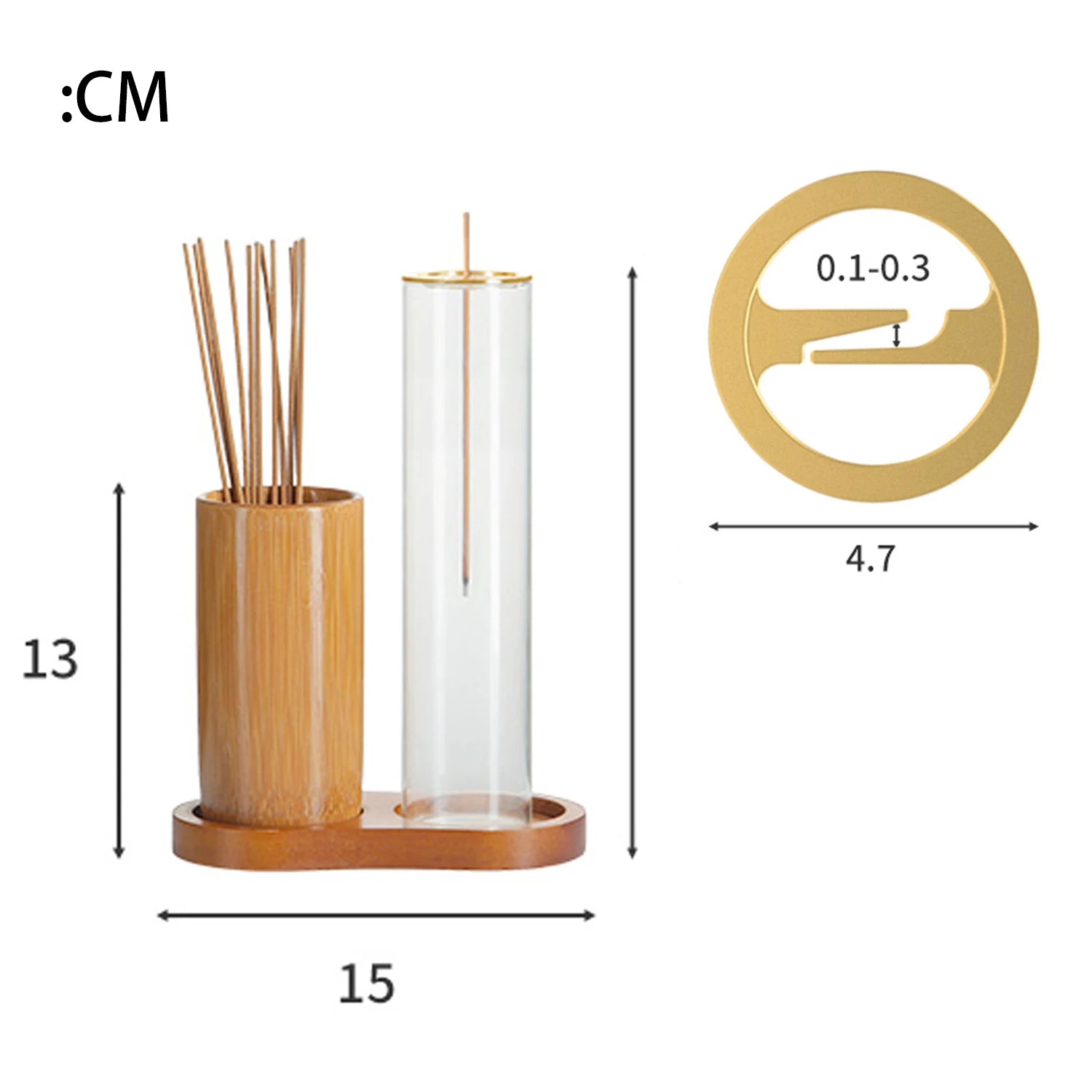Glass & Bamboo Incense Holder Set