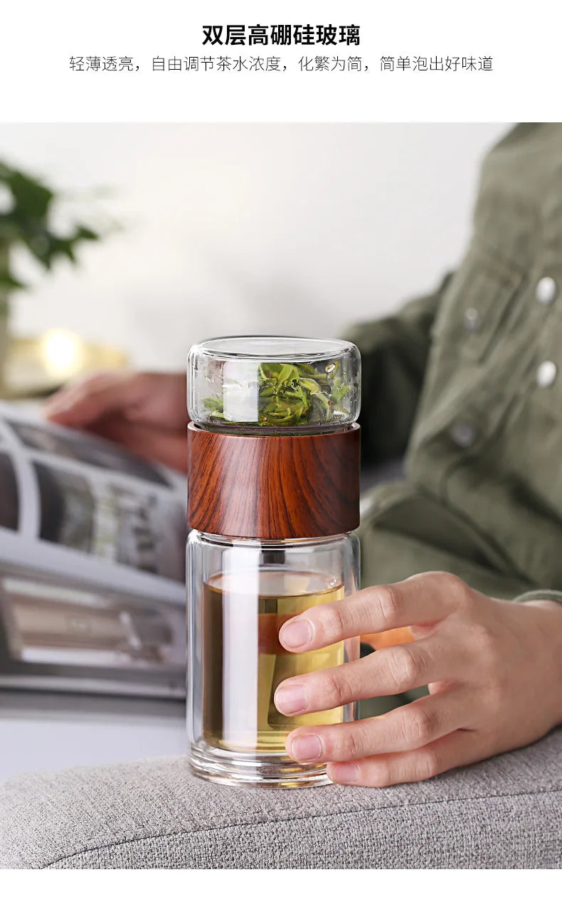 Double Glass Tea Infuser Bottle