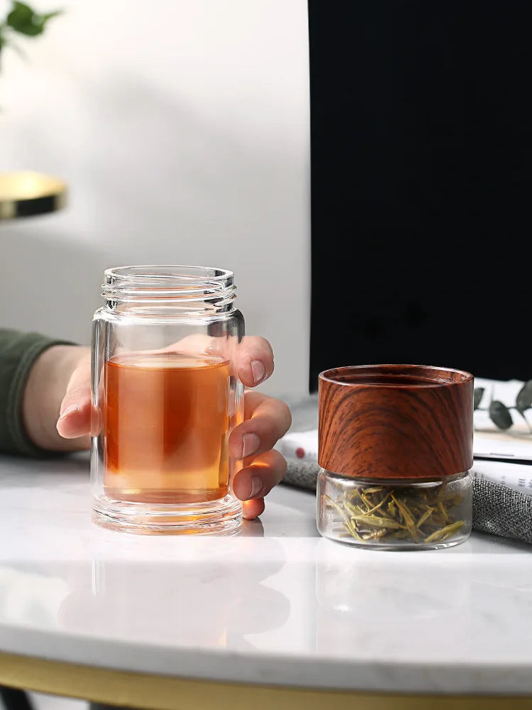 Double Glass Tea Infuser Bottle