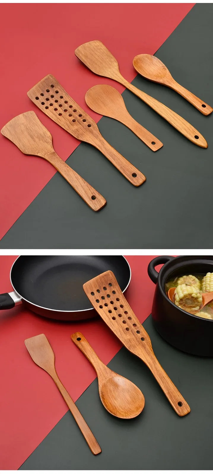 Natural Wood Cooking Spoon & Spatula