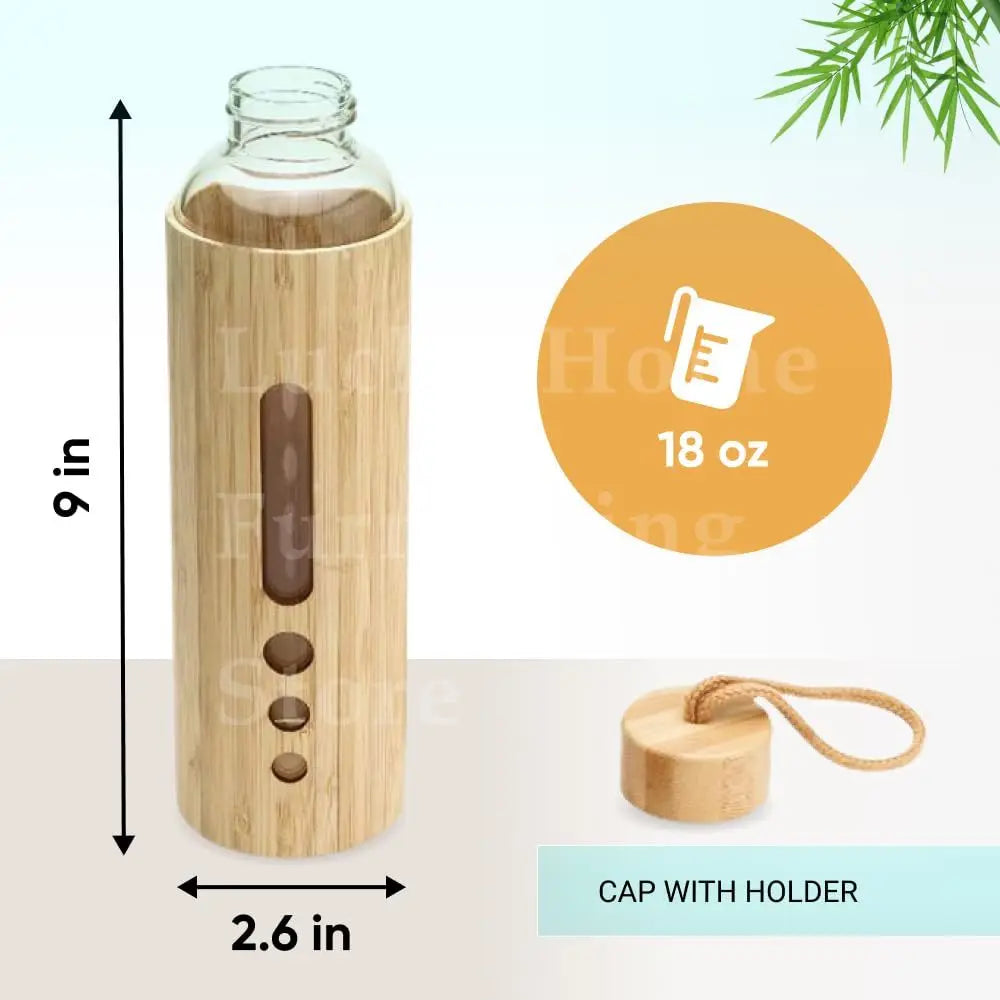Borosilicate Glass Water Bottle with Bamboo Sleeve