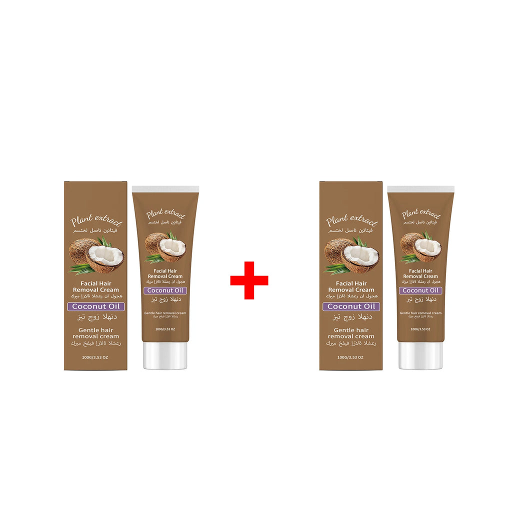 Coconut Oil Facial Hair Removal Cream for Upper Lip and Chin Removes Cheek Fine Hair Lip Hair Smooths and Nourishes Skin Care