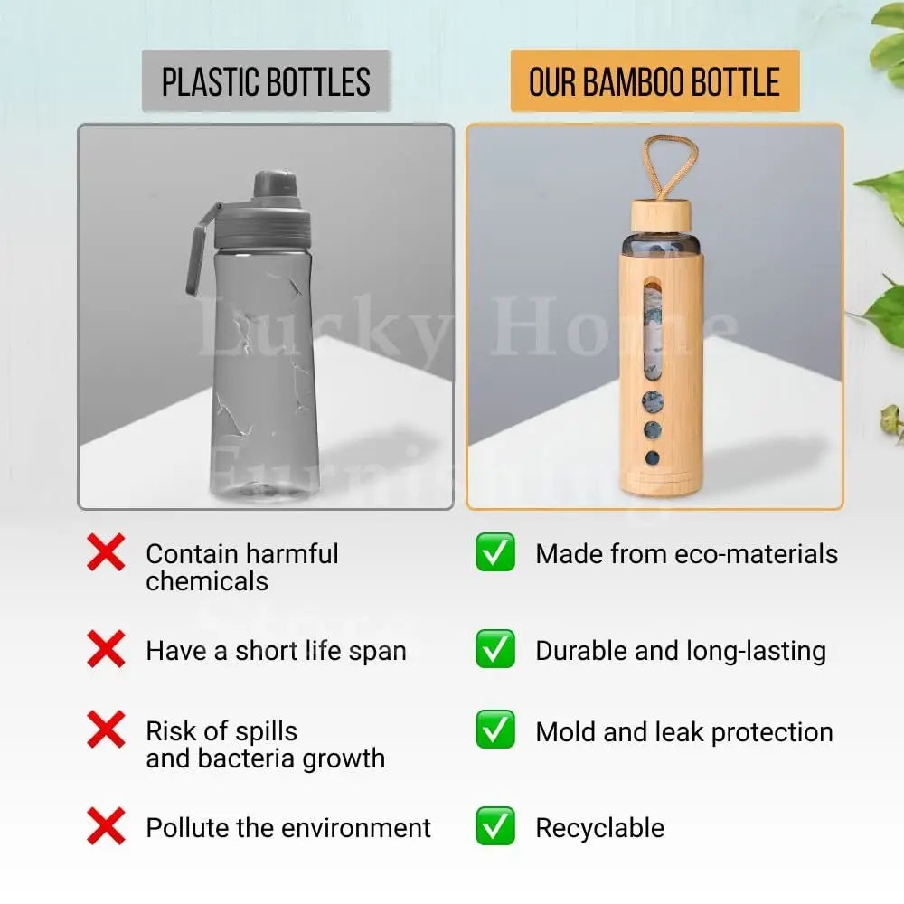 Borosilicate Glass Water Bottle with Bamboo Sleeve