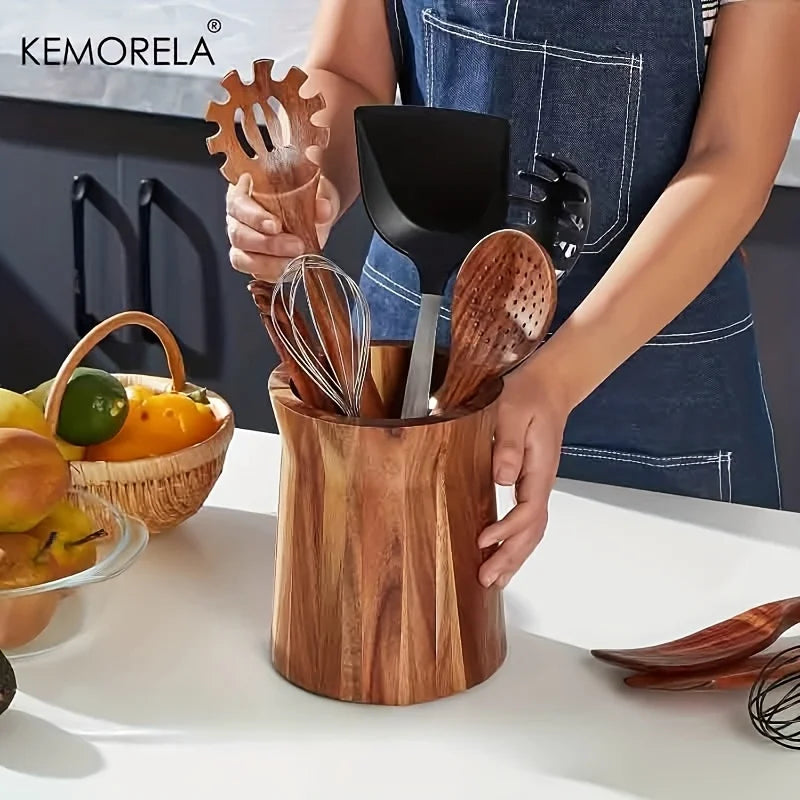 360° Rotating Wooden Utensil Holder