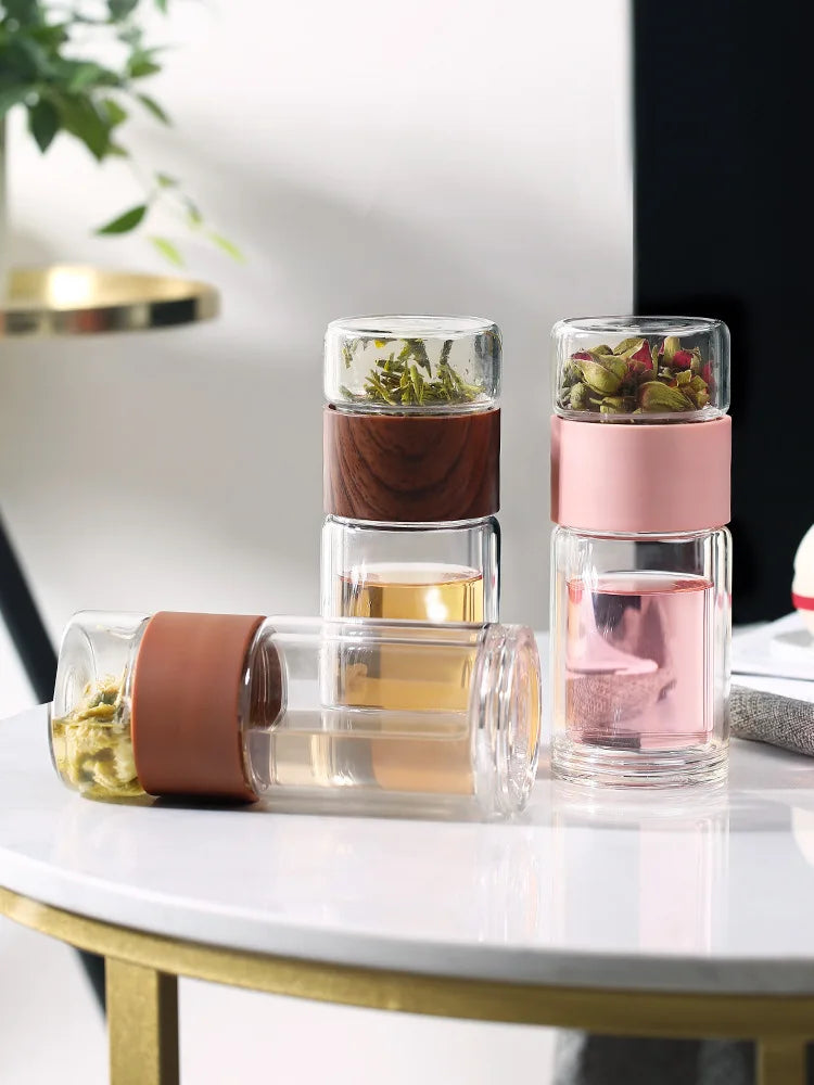 Double Glass Tea Infuser Bottle