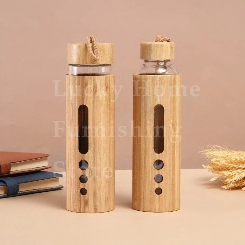 Borosilicate Glass Water Bottle with Bamboo Sleeve