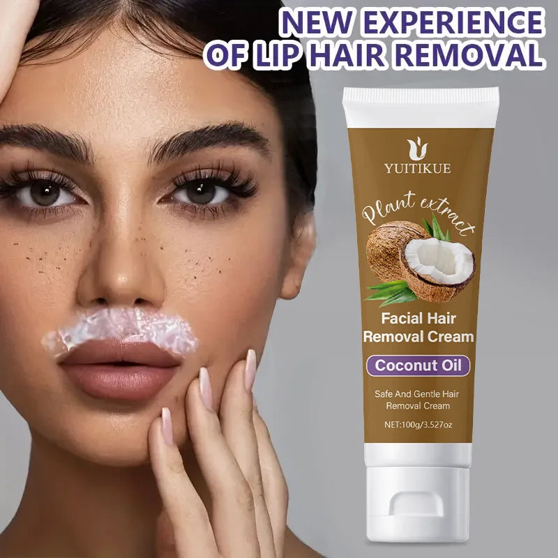 100g coconut oil hair removal balm is gentle and non-irritating, suitable for armpits, lips, arms, legs and intimate areas, with