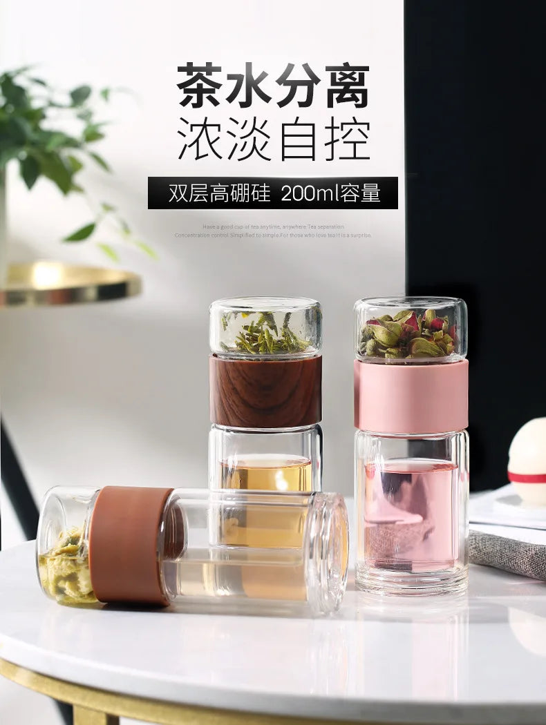 Double Glass Tea Infuser Bottle