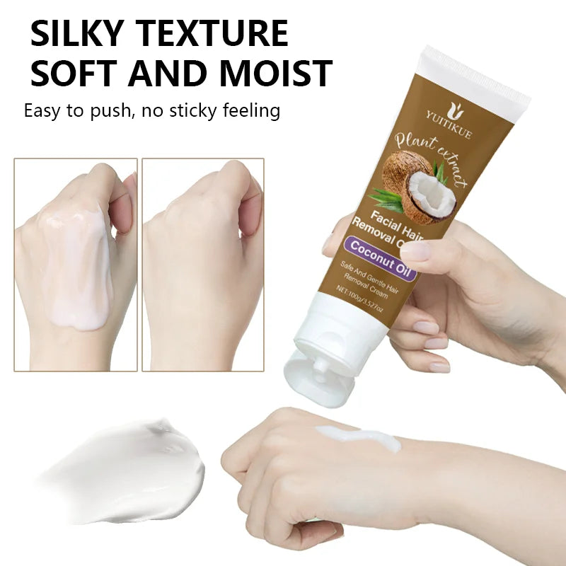 100g coconut oil hair removal balm is gentle and non-irritating, suitable for armpits, lips, arms, legs and intimate areas, with
