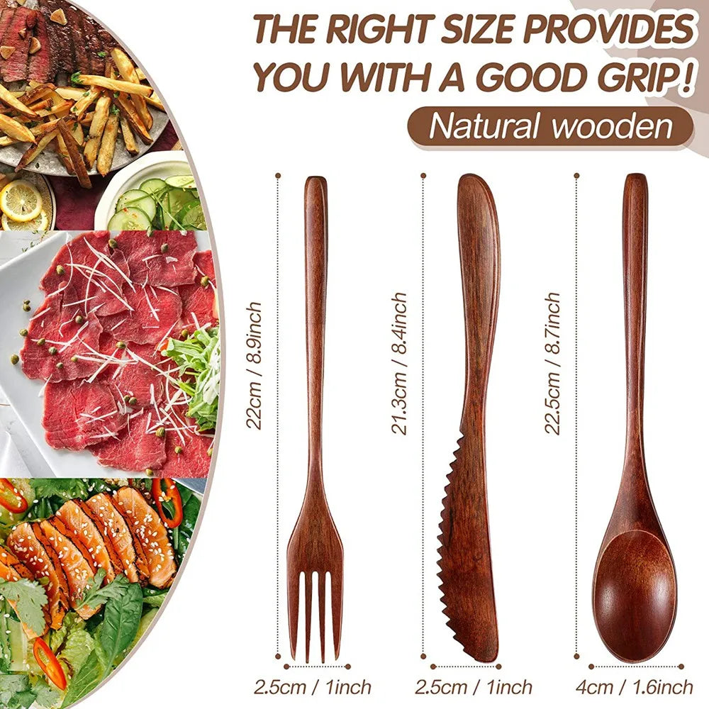 Wooden Cutlery Set (24 Pieces)