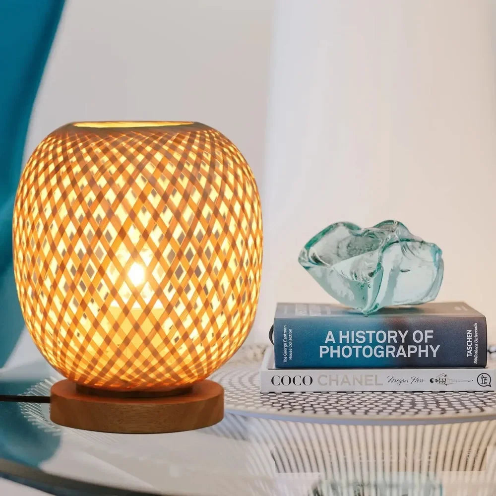 Bohemian Bamboo & Rattan Table Lamp