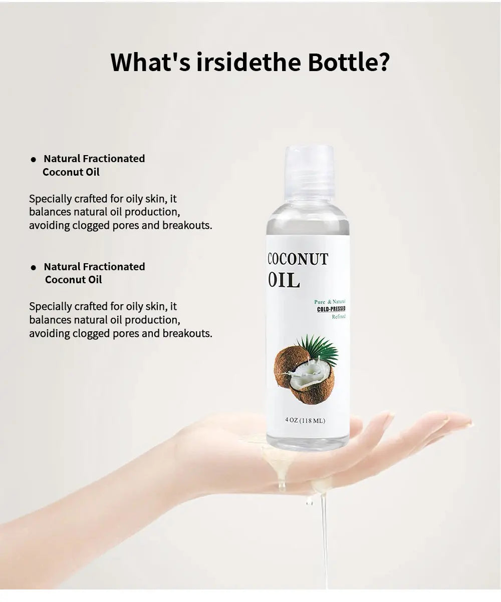 Liquid Coconut Oil 16 oz Pure Natural Organic Fractionated Carrier Oil for Skin Hair Care Massage Aromatherapy Moisturizing