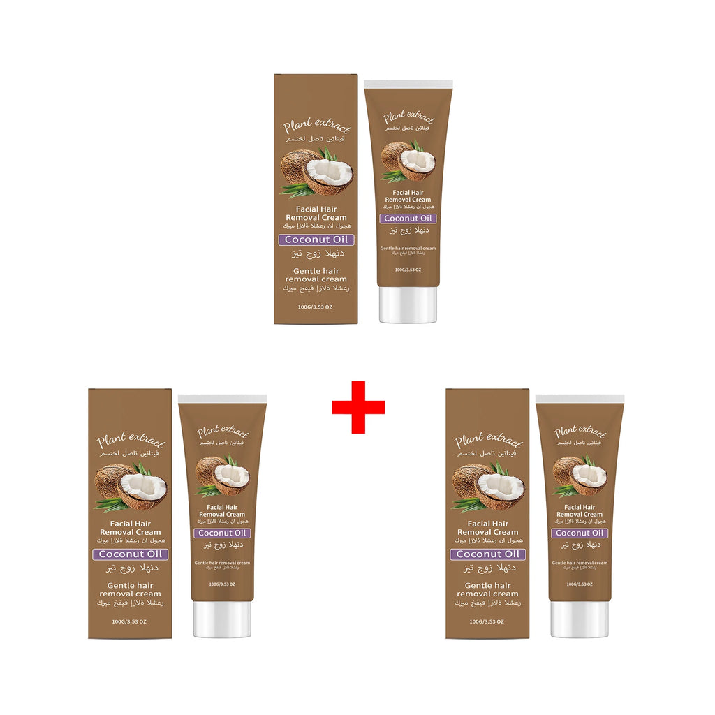 Coconut Oil Facial Hair Removal Cream for Upper Lip and Chin Removes Cheek Fine Hair Lip Hair Smooths and Nourishes Skin Care