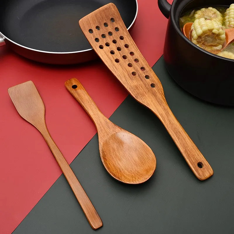 Natural Wood Cooking Spoon & Spatula