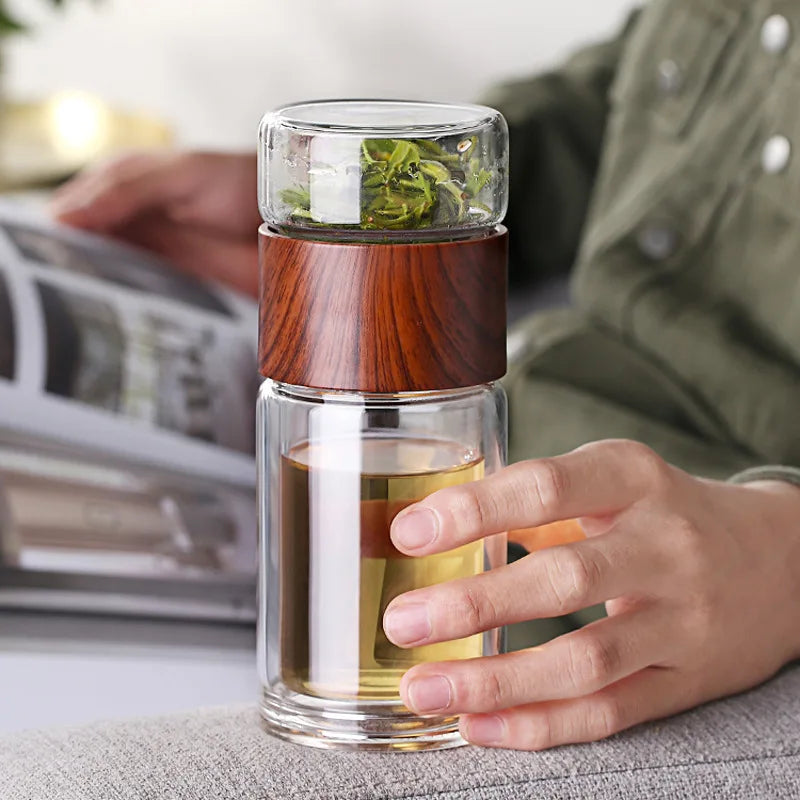 Double Glass Tea Infuser Bottle