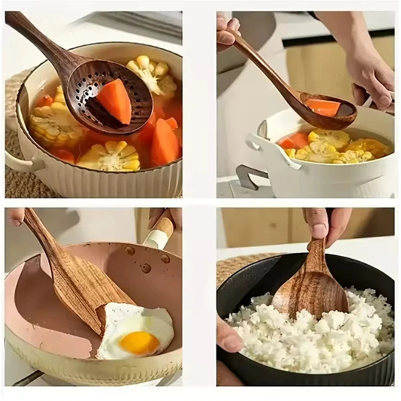 Teak Wood Cooking Utensil Set (5 Pieces)