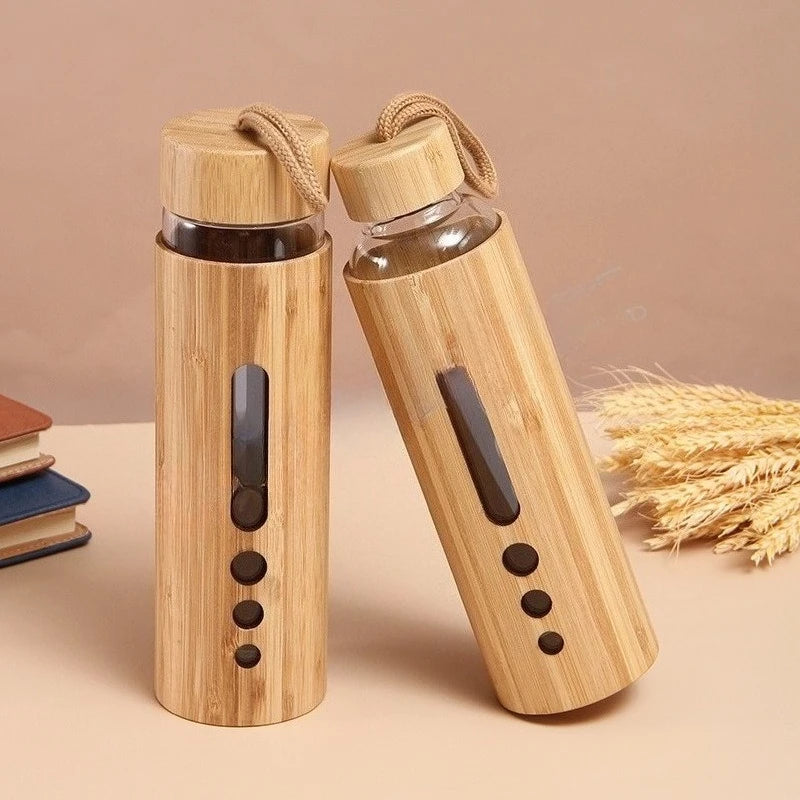 Borosilicate Glass Water Bottle with Bamboo Sleeve