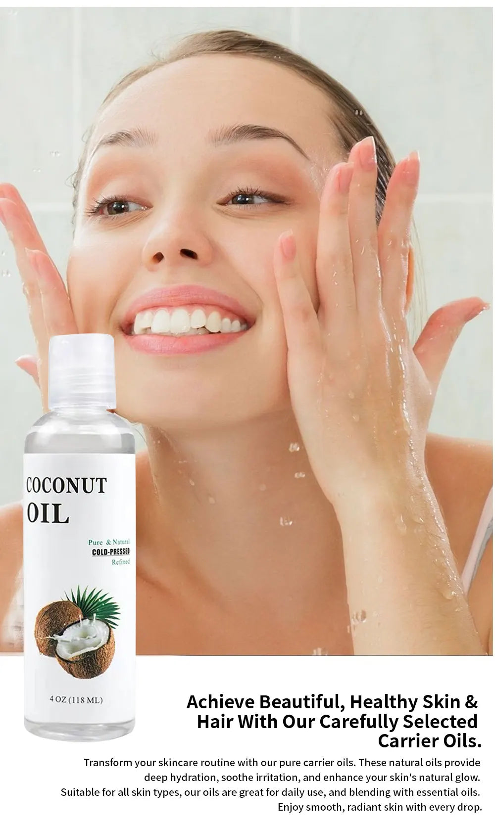 Liquid Coconut Oil 16 oz Pure Natural Organic Fractionated Carrier Oil for Skin Hair Care Massage Aromatherapy Moisturizing