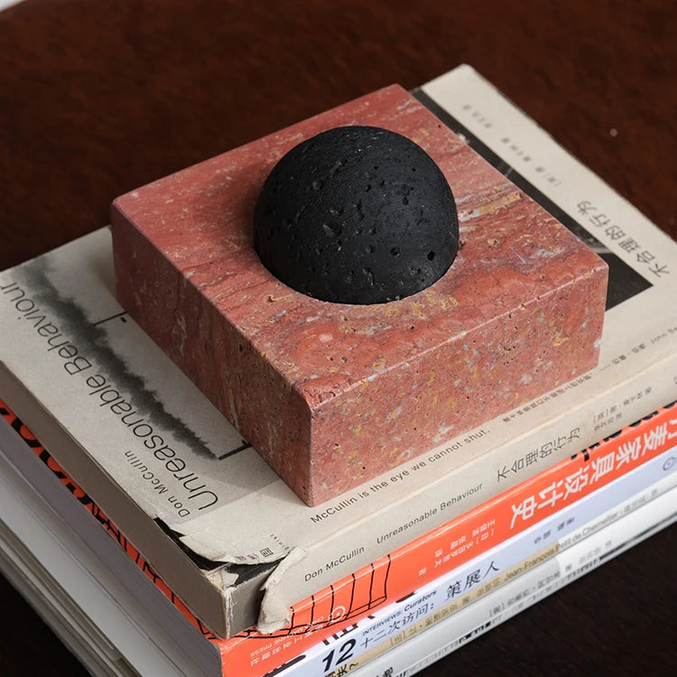 Black Lava Rock Stone Diffuser with Marble Base