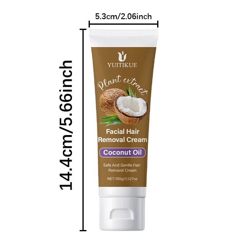 100g coconut oil hair removal balm is gentle and non-irritating, suitable for armpits, lips, arms, legs and intimate areas, with