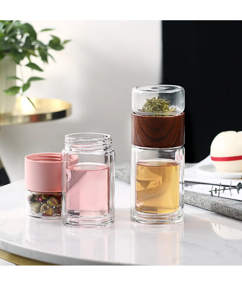 Double Glass Tea Infuser Bottle