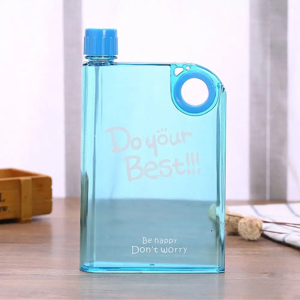380ml Transparent Flat Water Bottle Plastic Travel Bicycle Drinking Juice Cup Reusable Portable Bottle BPA-free Sports Kettle