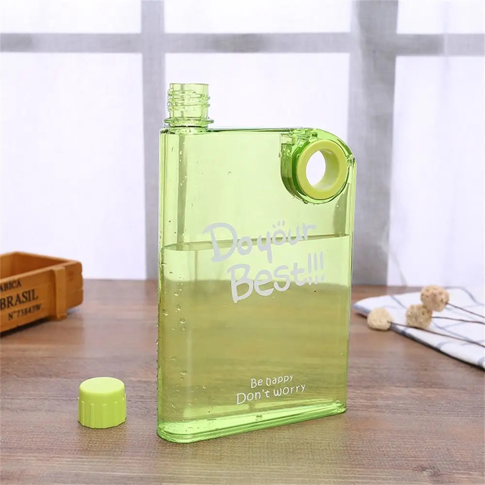 380ml Transparent Flat Water Bottle Plastic Travel Bicycle Drinking Juice Cup Reusable Portable Bottle BPA-free Sports Kettle