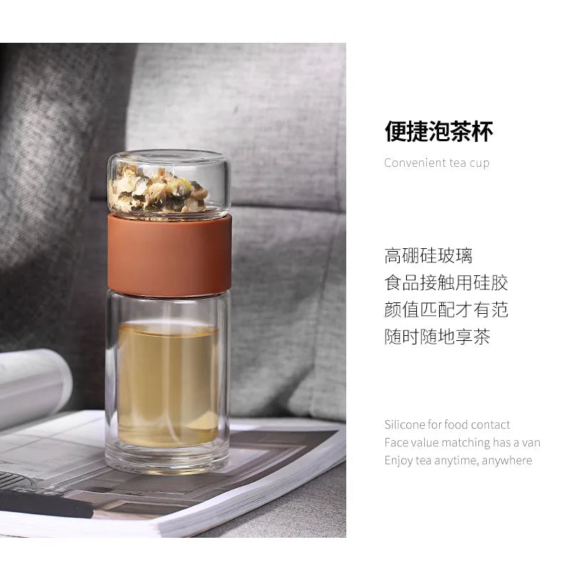 Double Glass Tea Infuser Bottle
