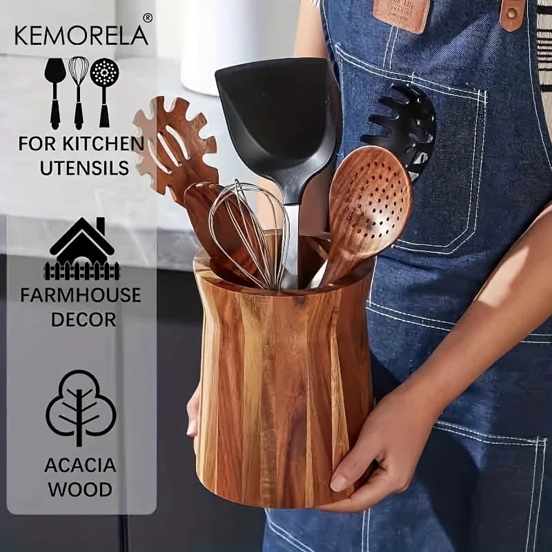 360° Rotating Wooden Utensil Holder