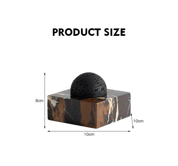 Black Lava Rock Stone Diffuser with Marble Base