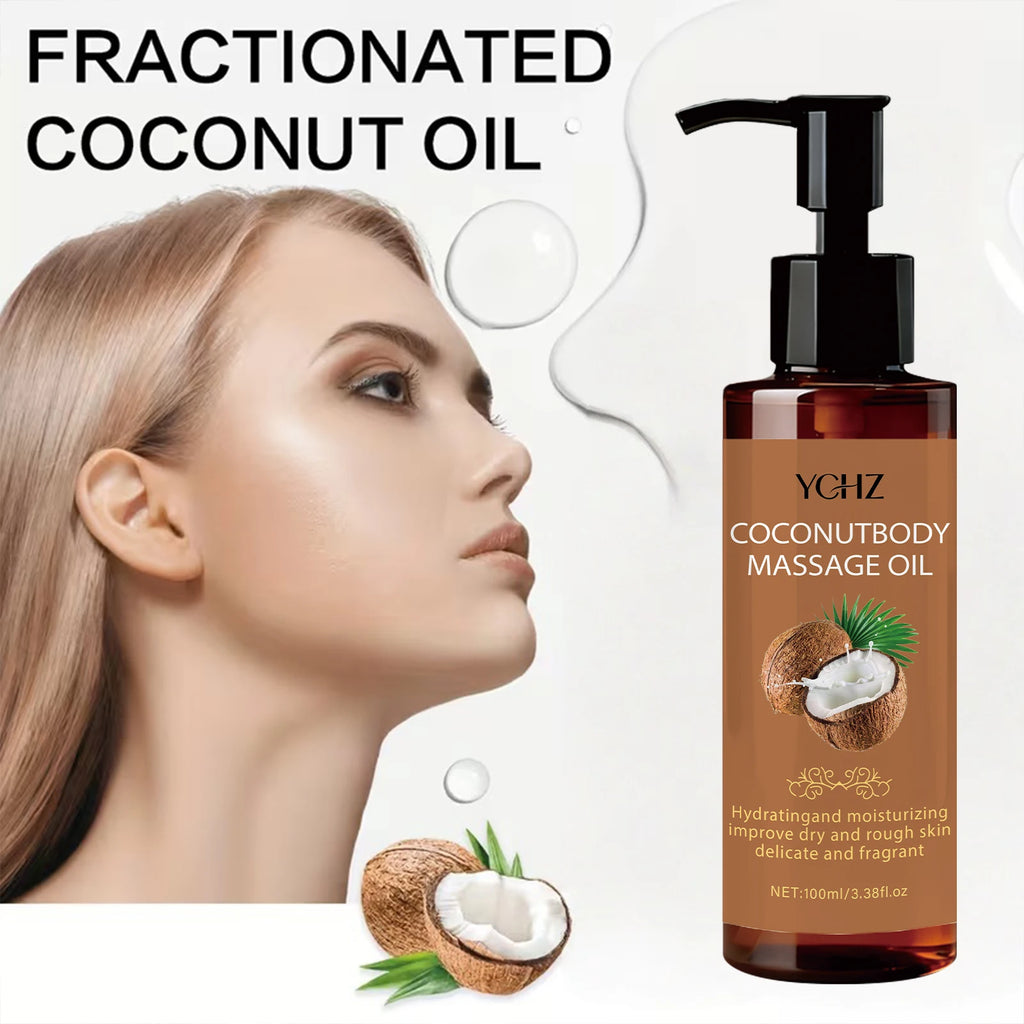 Coconut Moisturizing Massage Oil - Hydrating and Moisturizing, Long-Lasting Fragrance, Fragrance-Free, Suitable for Face, Body, Hair, and Diffusers/Humidifiers - 100ml